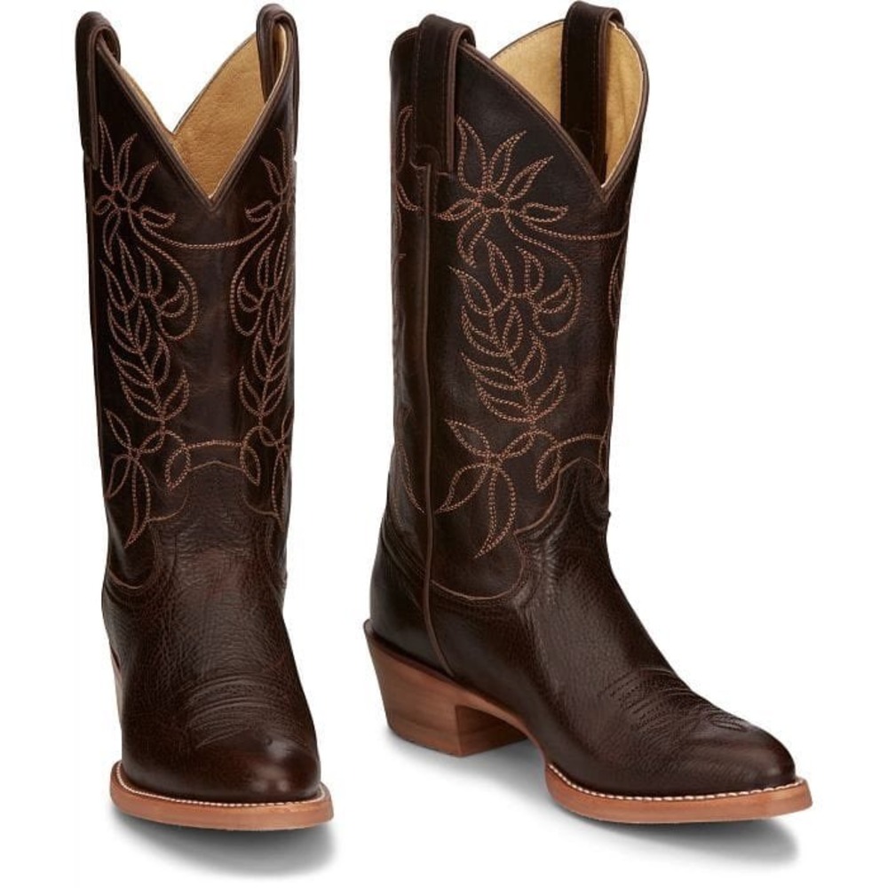 NEW Justin Rosey Western Boots Brown Round Toe Cowgirl Riding Stitch Classic 6.5